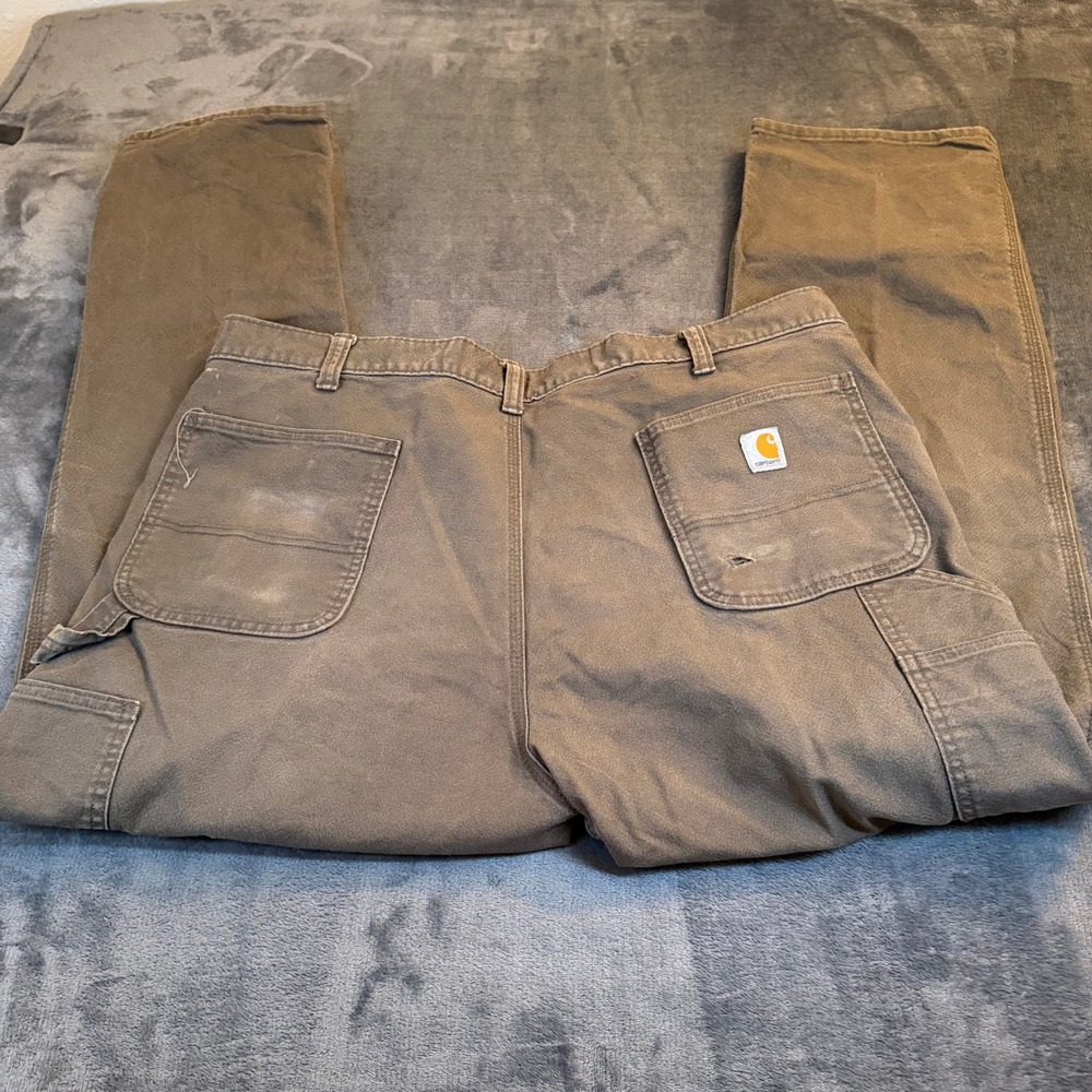 Carhartt Carpenter Relaxed Fit Work Pants Khaki Brown Men's 42x32 Heavy Duty